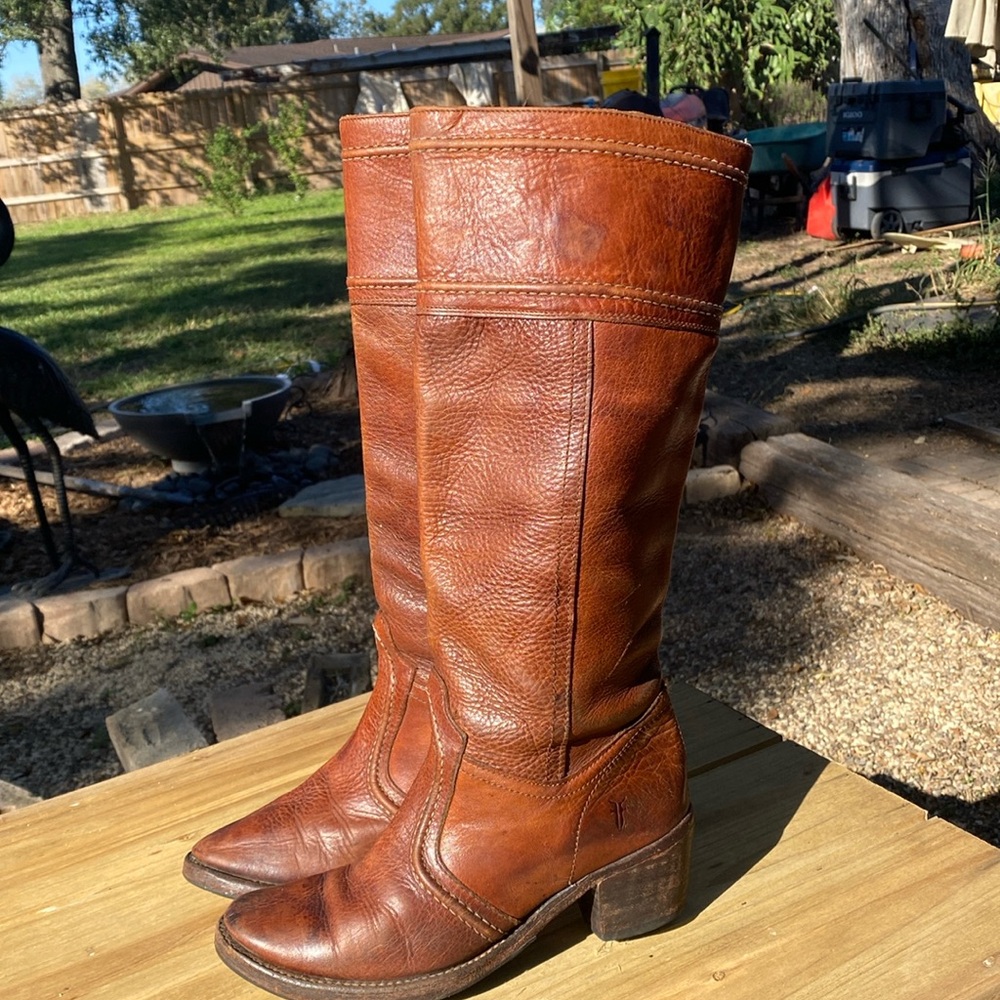 Frye Jane 77230 Women's Brown Genuine Leather Knee High Western Boots US size 6
